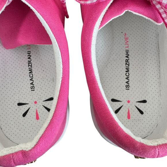 Izaac Mizarahi Live Pink Canvas Gingham Lace Up Fashion Sneakers Size 8.5 - Picture 9 of 12